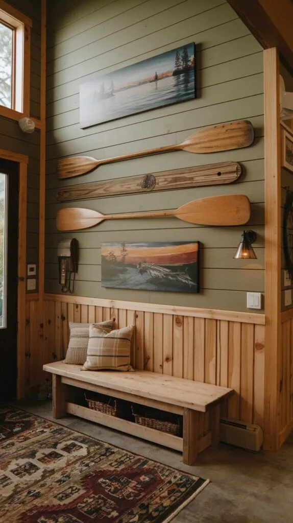 Waterfront-Home-Interior-Design-Styles-Lake-House-Entryway-Pine-Walls