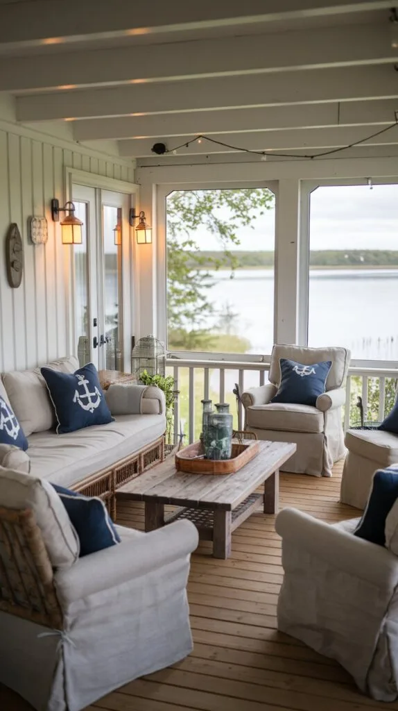 Waterfront-Home-Interior-Design-Styles-lake-house-cozy-porch