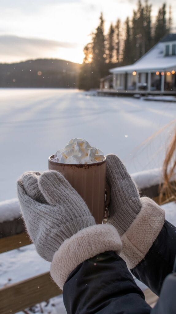 woman-holding-cup-of-cocoa-at-a-cabin-1