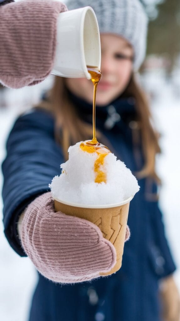 a-photo-of-a-cup-filled-with-real-snow-and-maple-syrup-Winter-cabin-photo-2