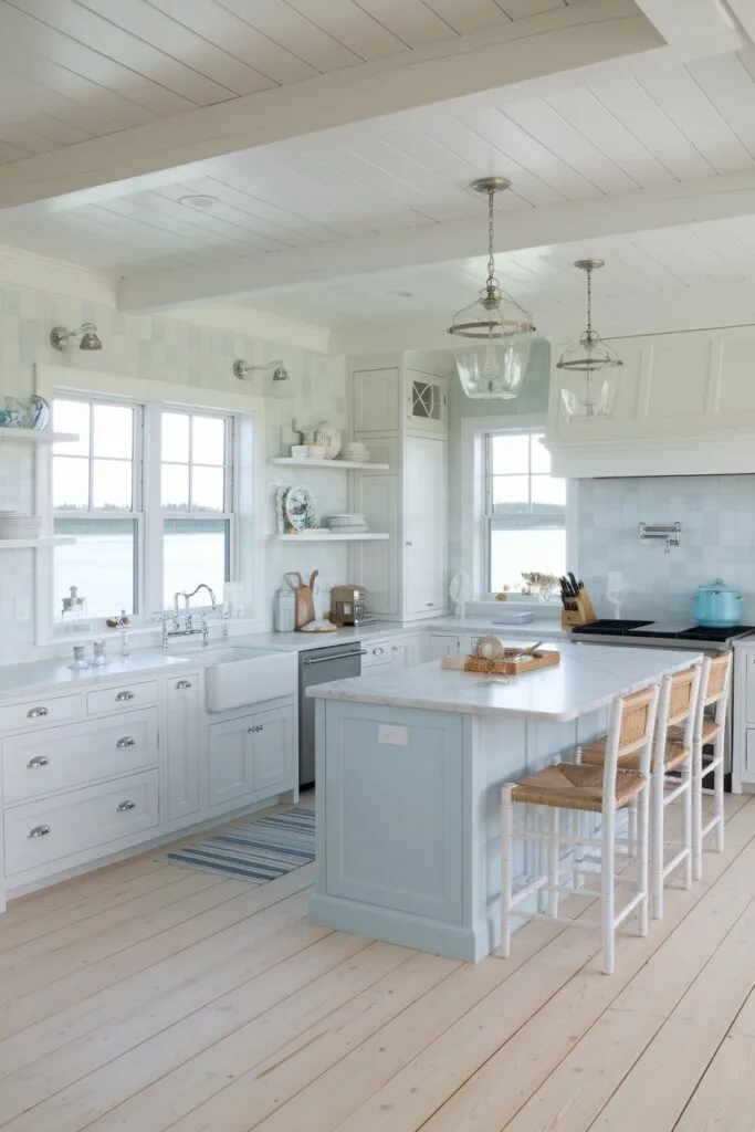 Waterfront-Home-Interior-Design-Styles-coastal-kitchen-bright-and-airy-blue-tile