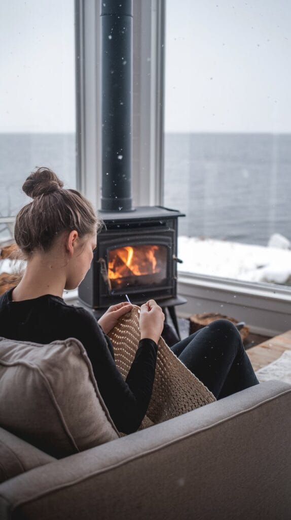 photo-of-a-woman-crocheting-at-cabin