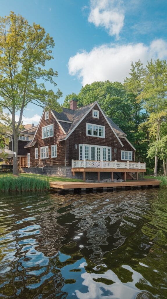 shingle-style-lake-house-with-deck-photo
