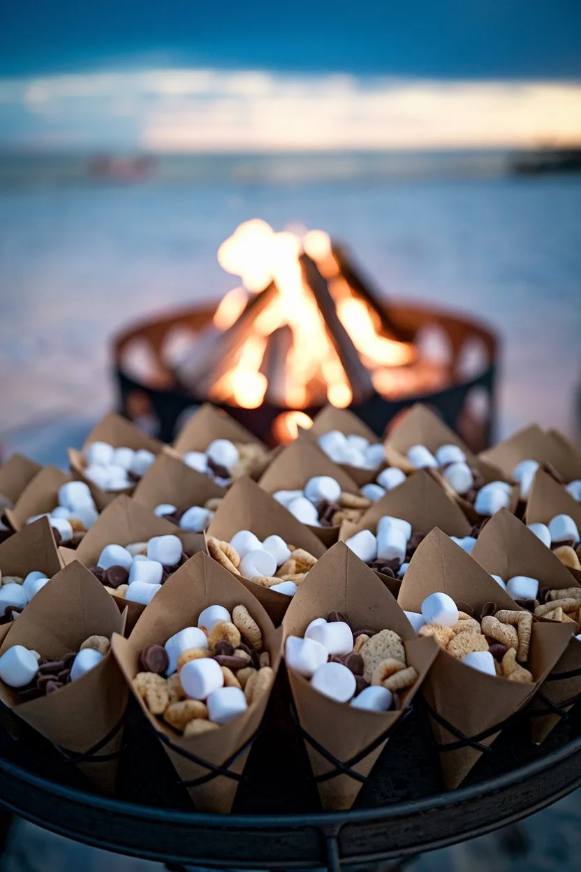 Smores-snack-mix-tray-on-beach