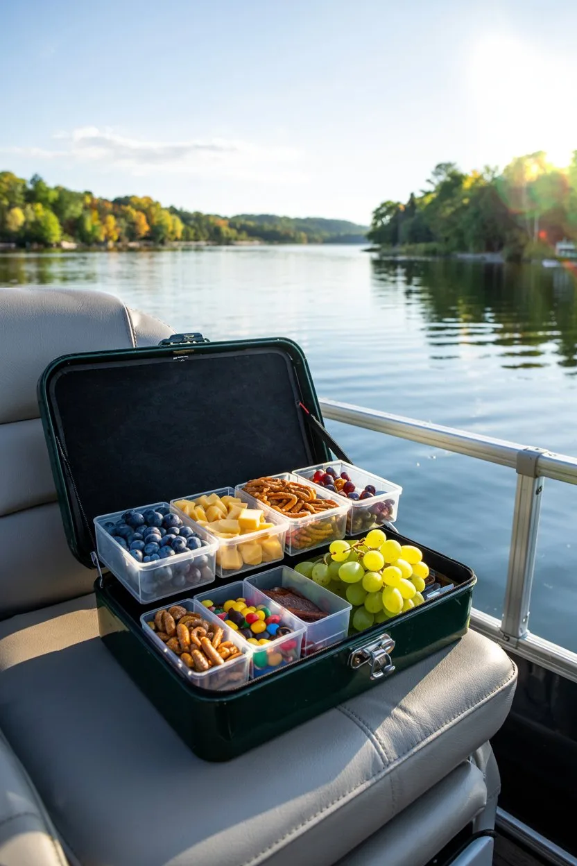 Snackle-box-on-pontoon-boat-on-lake