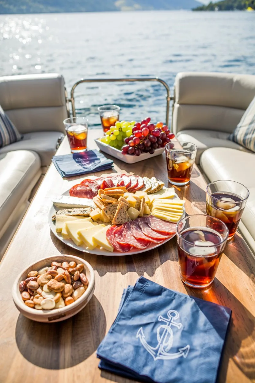 Snacks-charcuterie-on-pontoon-boat