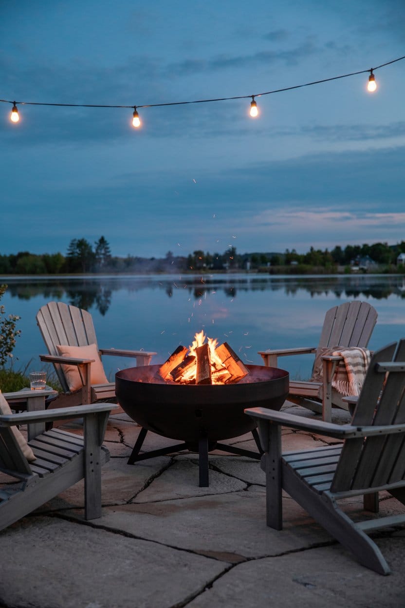 a-modern-propane-fire-table-surrounded-by-adirondack-chairs-near-lake-1