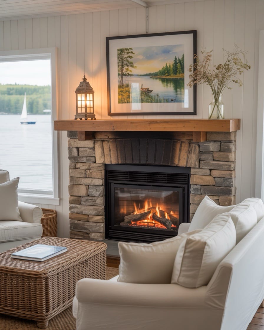 cozy-cottage-living-room-with-stone-fireplace-shiplap-wall