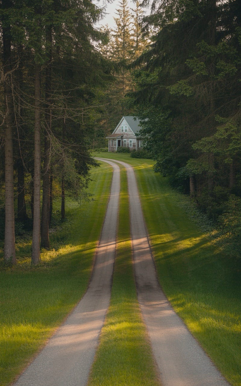 Two tread driveway with grass in between