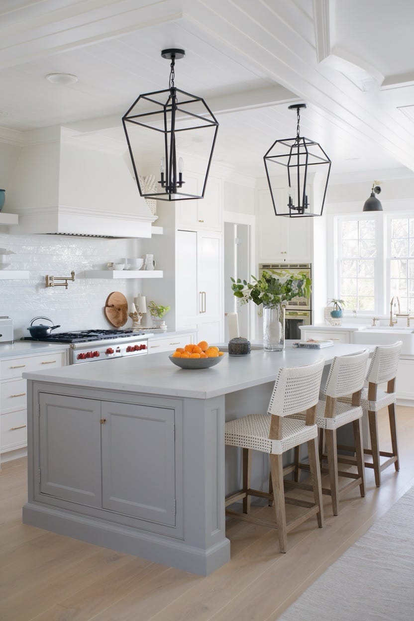 gray-white-coastal-kitchen-black-metal-pendant-lights