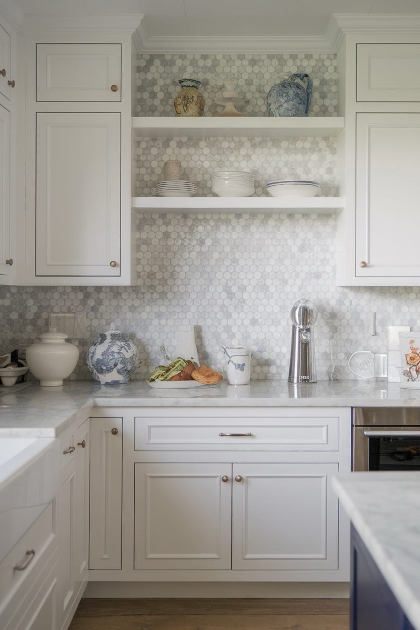 hexagon-mosaic-tile-wall-coastal-kitchen