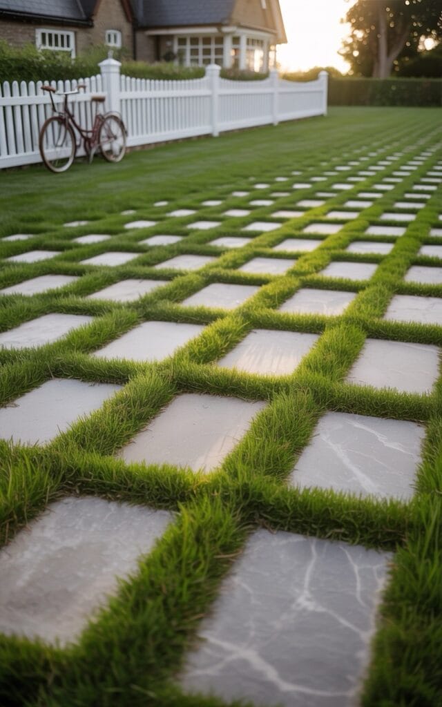 pavers with grass in between