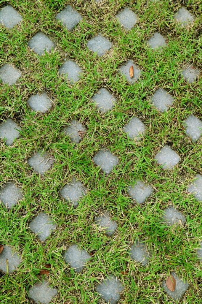 small pavers with grass in between
